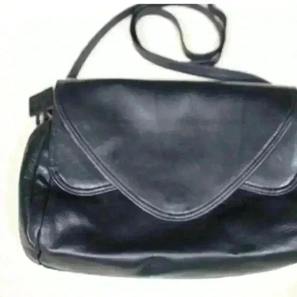 GIANI BERNINI Black Leather Crossbody Medium Purse Triple Compartment Envelope - Picture 6 of 14